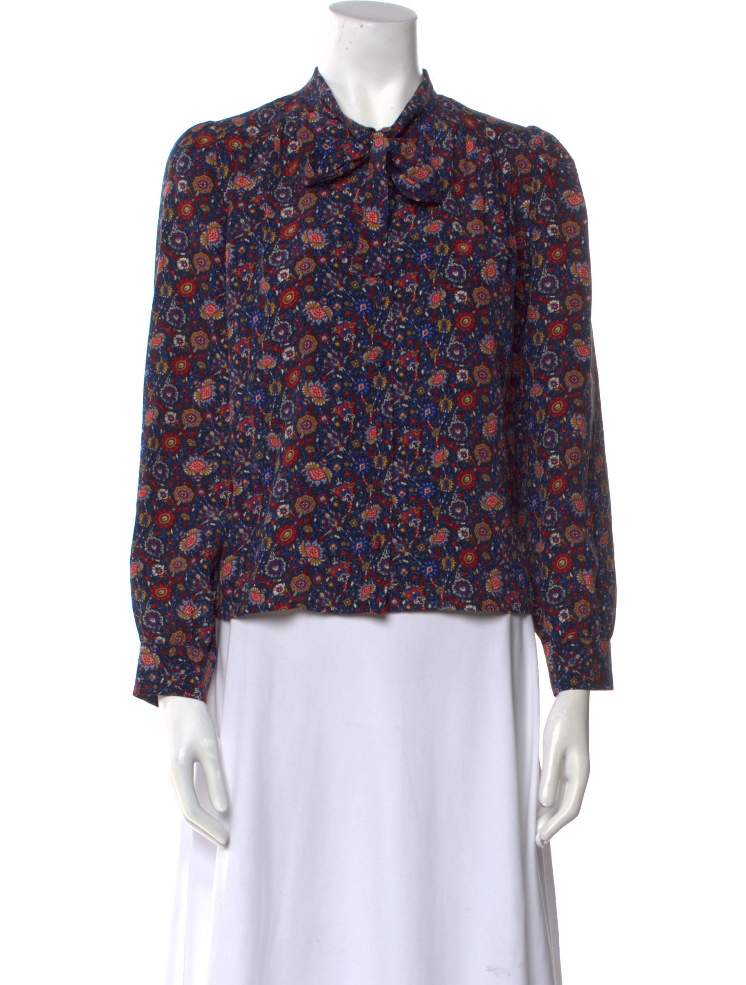 DÔEN Silk Floral Print Blouse