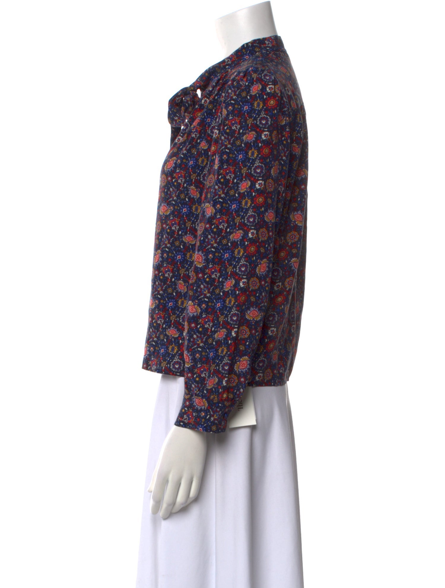 DÔEN Silk Floral Print Blouse