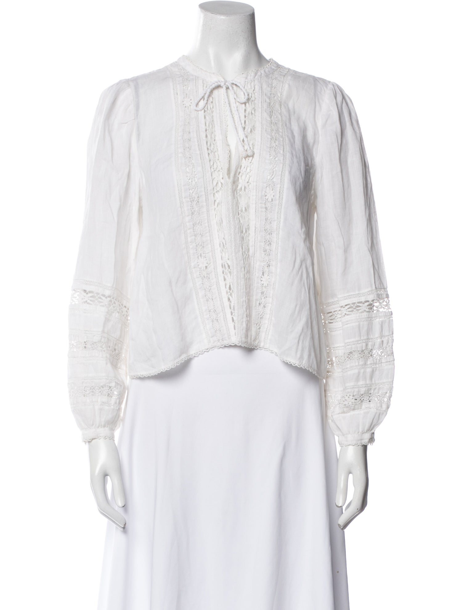 DÔEN Tie Neck Long Sleeve Blouse