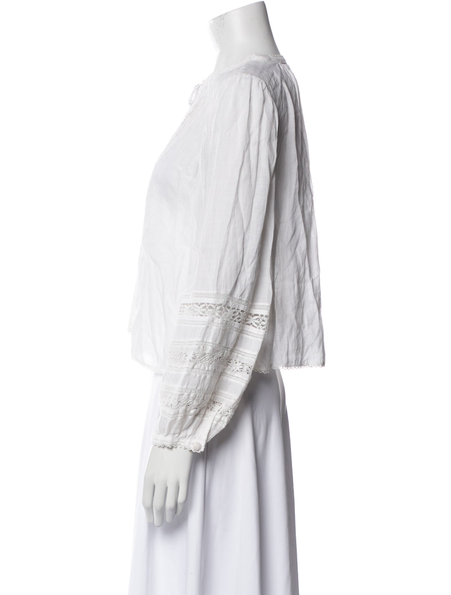 DÔEN Tie Neck Long Sleeve Blouse