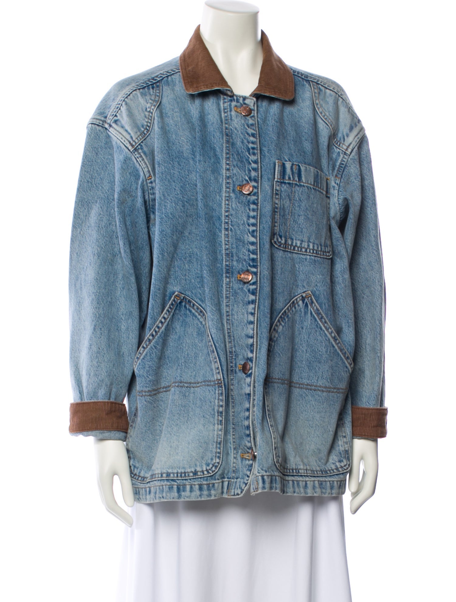 DÔEN Colorblock Pattern Denim Jacket