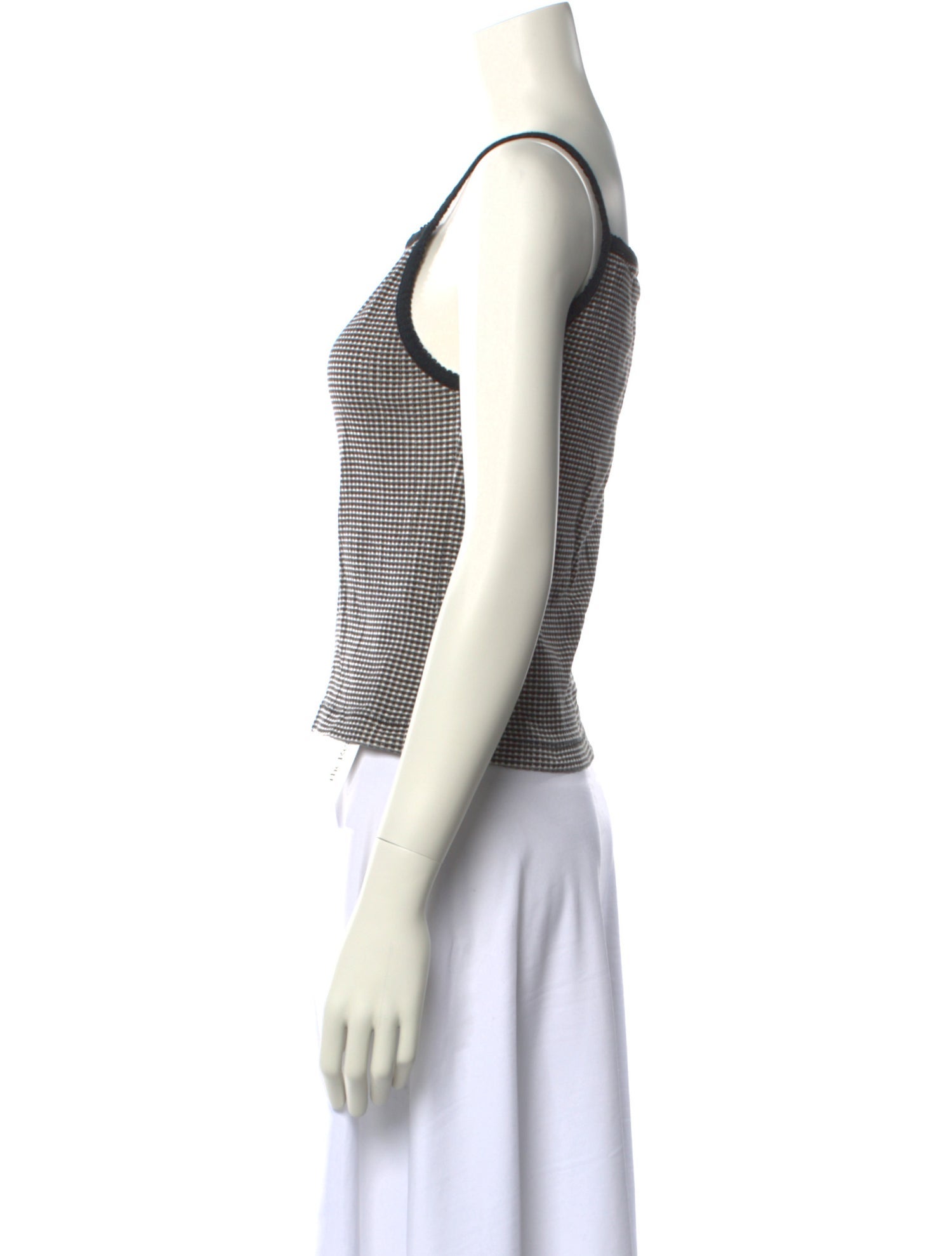 DÔEN Plaid Print Square Neckline Crop Top