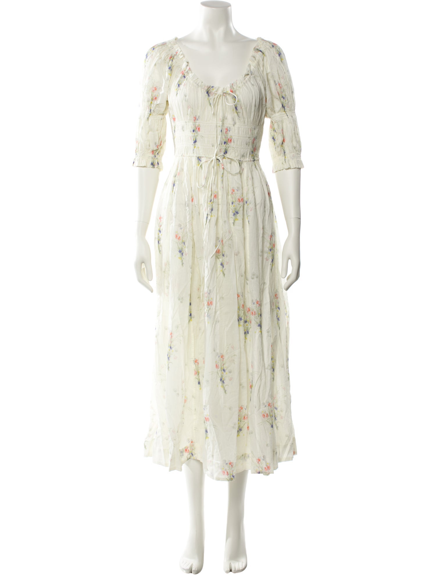 DÔEN Floral Print Midi Length Dress