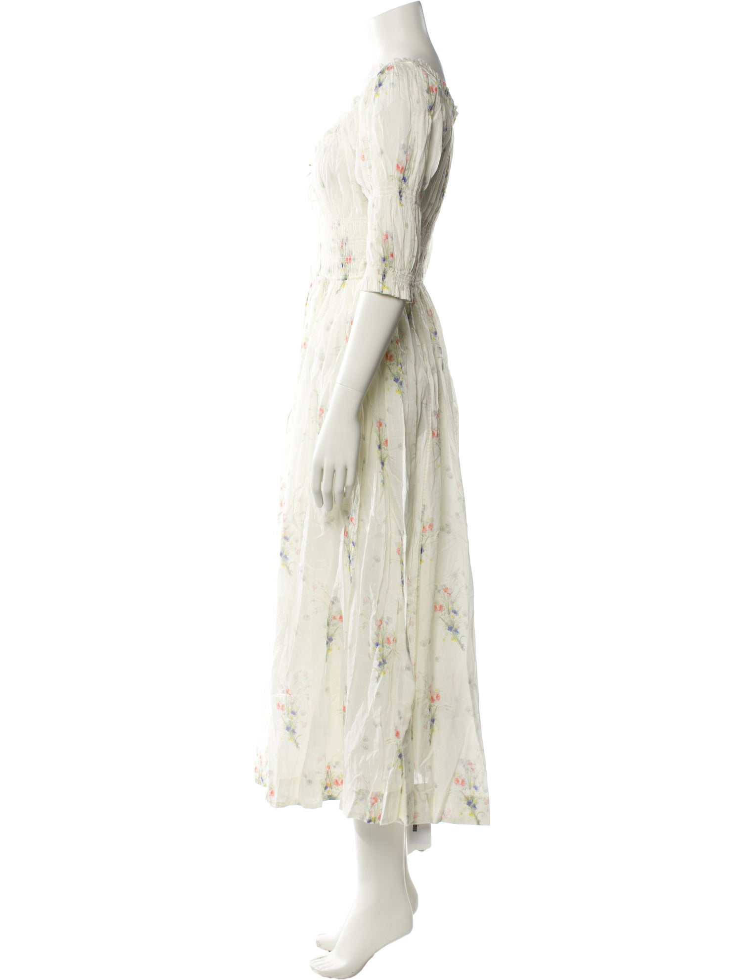DÔEN Floral Print Midi Length Dress