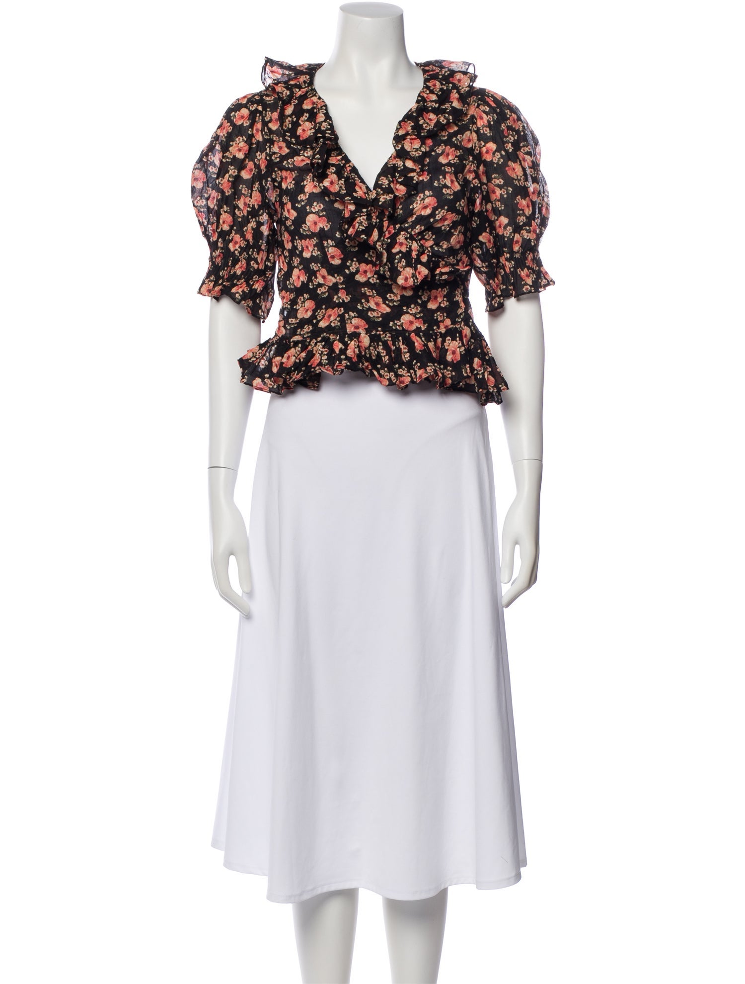 DÔEN Floral Print V-Neck Crop Top