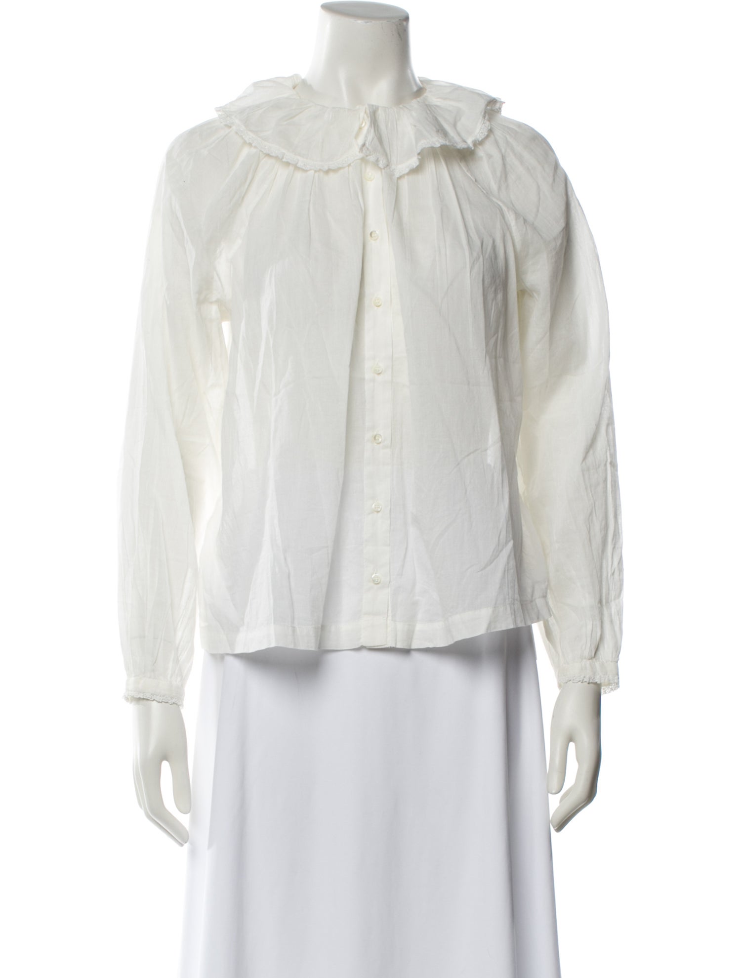 DÔEN Mock Neck Long Sleeve Button-Up Top