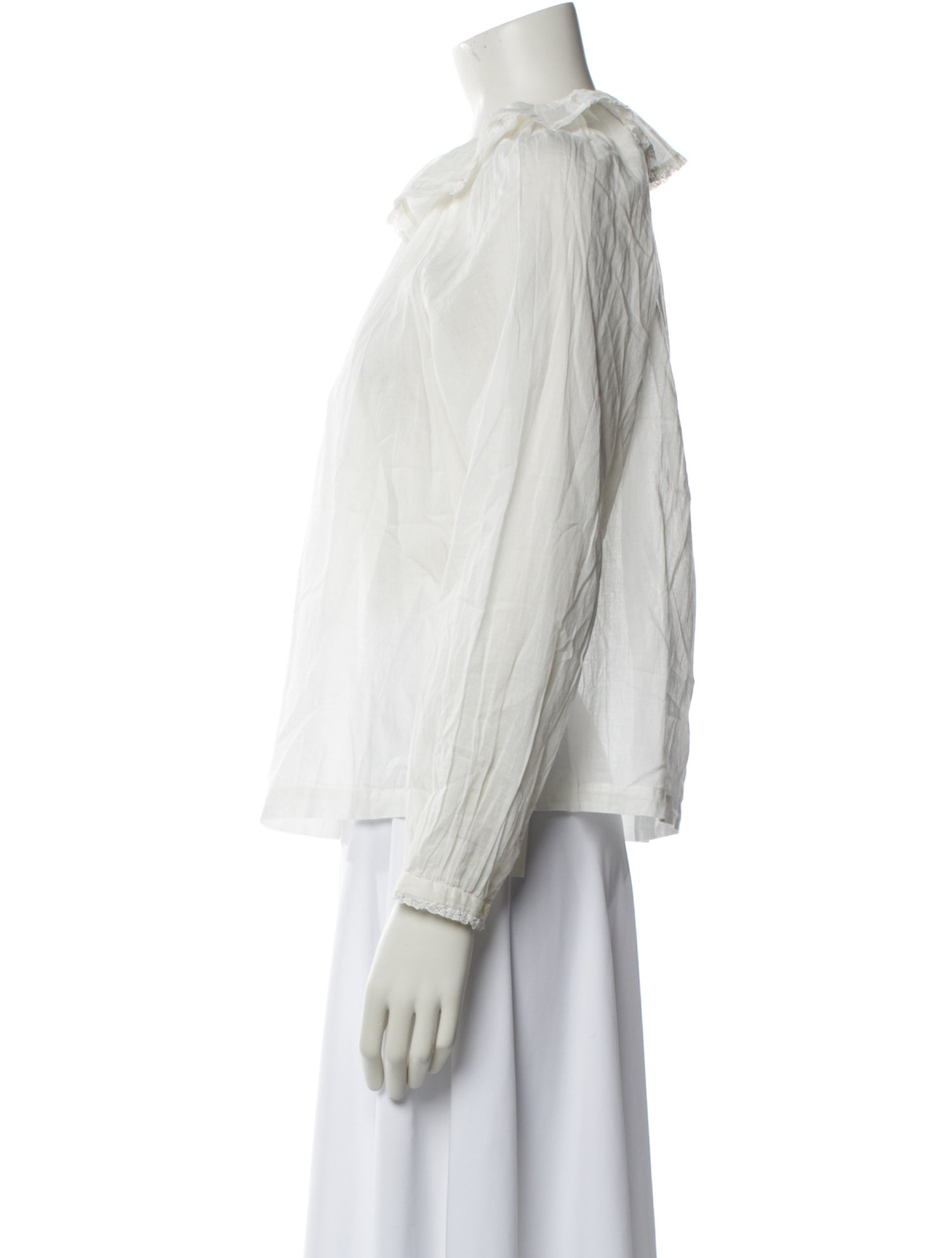 DÔEN Mock Neck Long Sleeve Button-Up Top