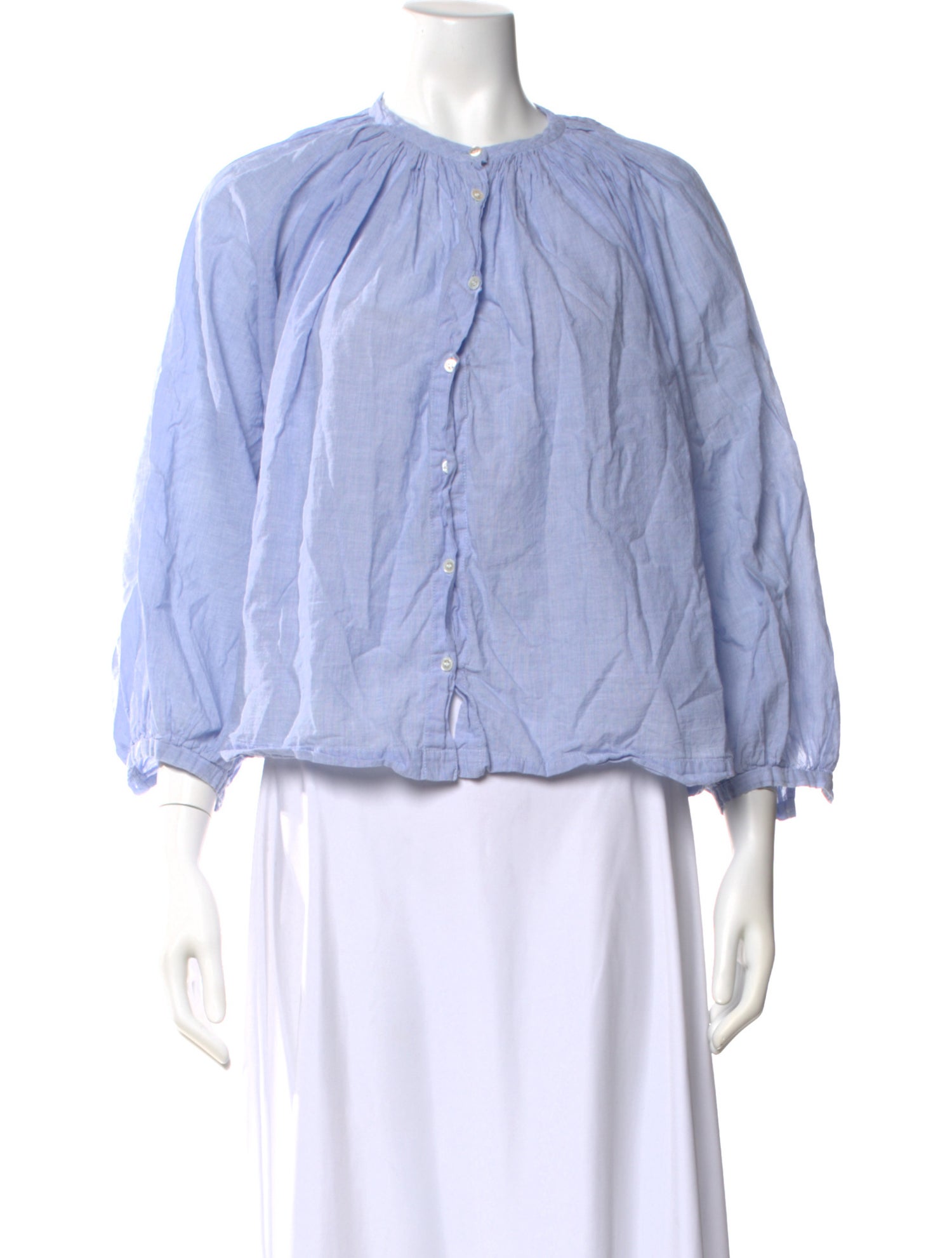 DÔEN Crew Neck Three-Quarter Sleeve Blouse