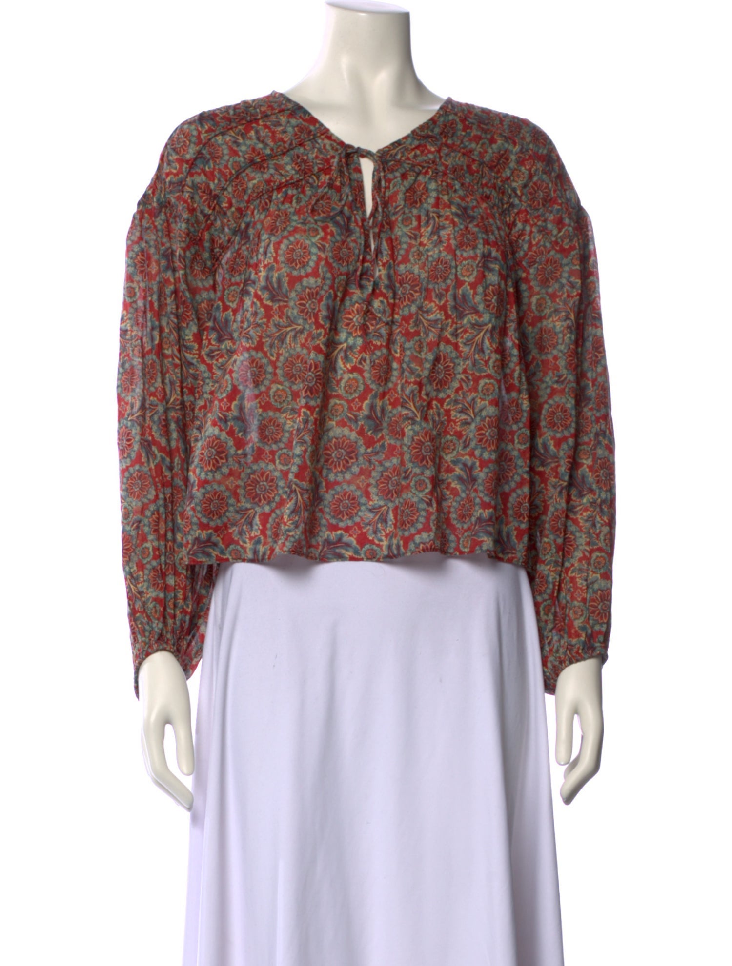 DÔEN Floral Print V-Neck Crop Top w/ Tags