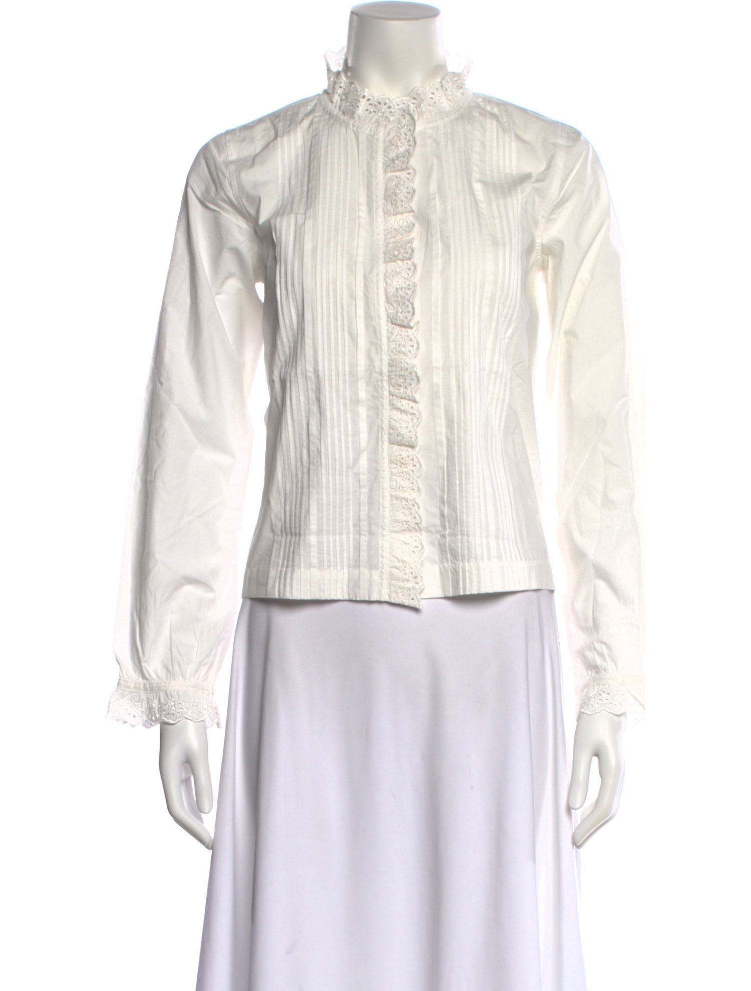 DÔEN Mock Neck Long Sleeve Button-Up Top