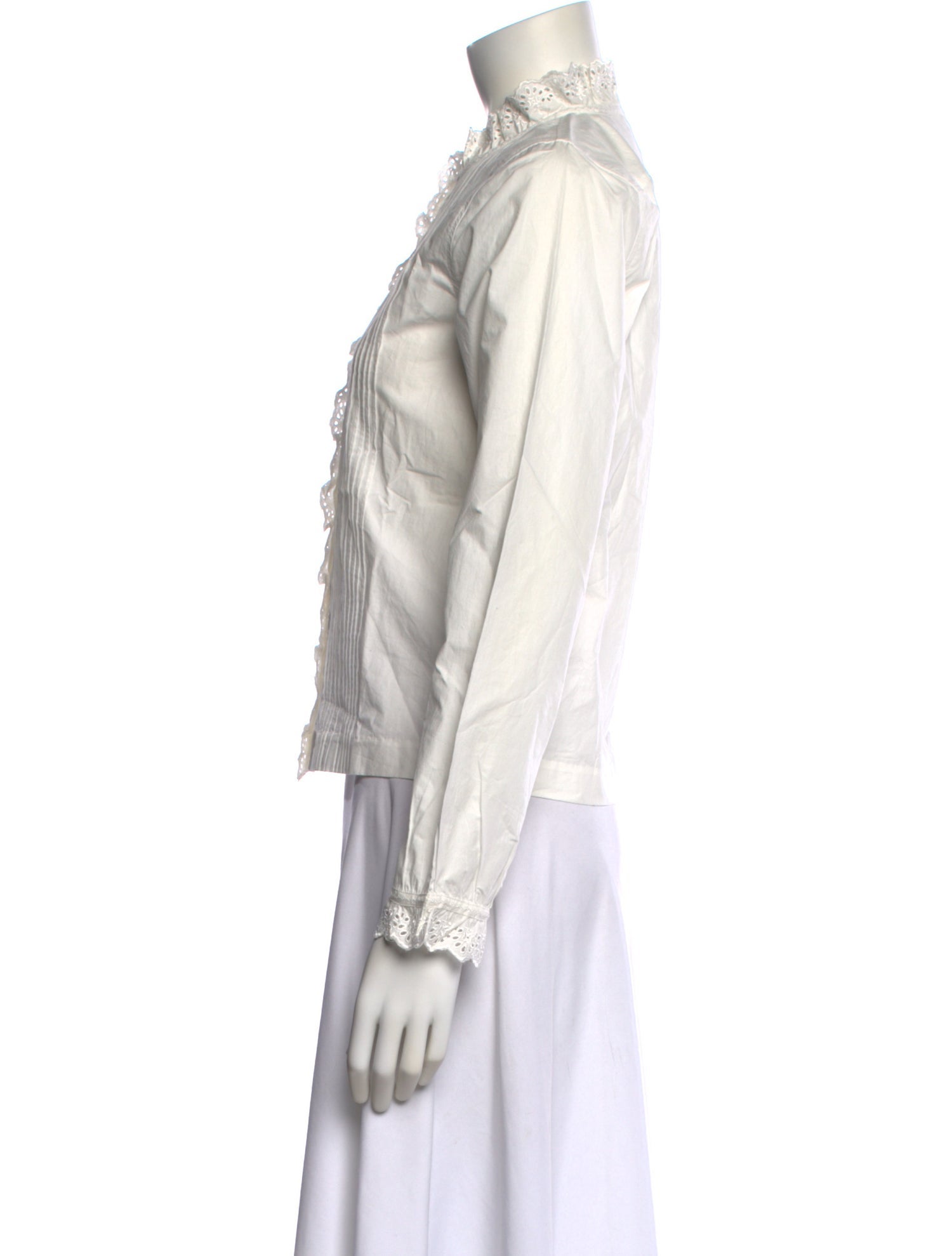 DÔEN Mock Neck Long Sleeve Button-Up Top