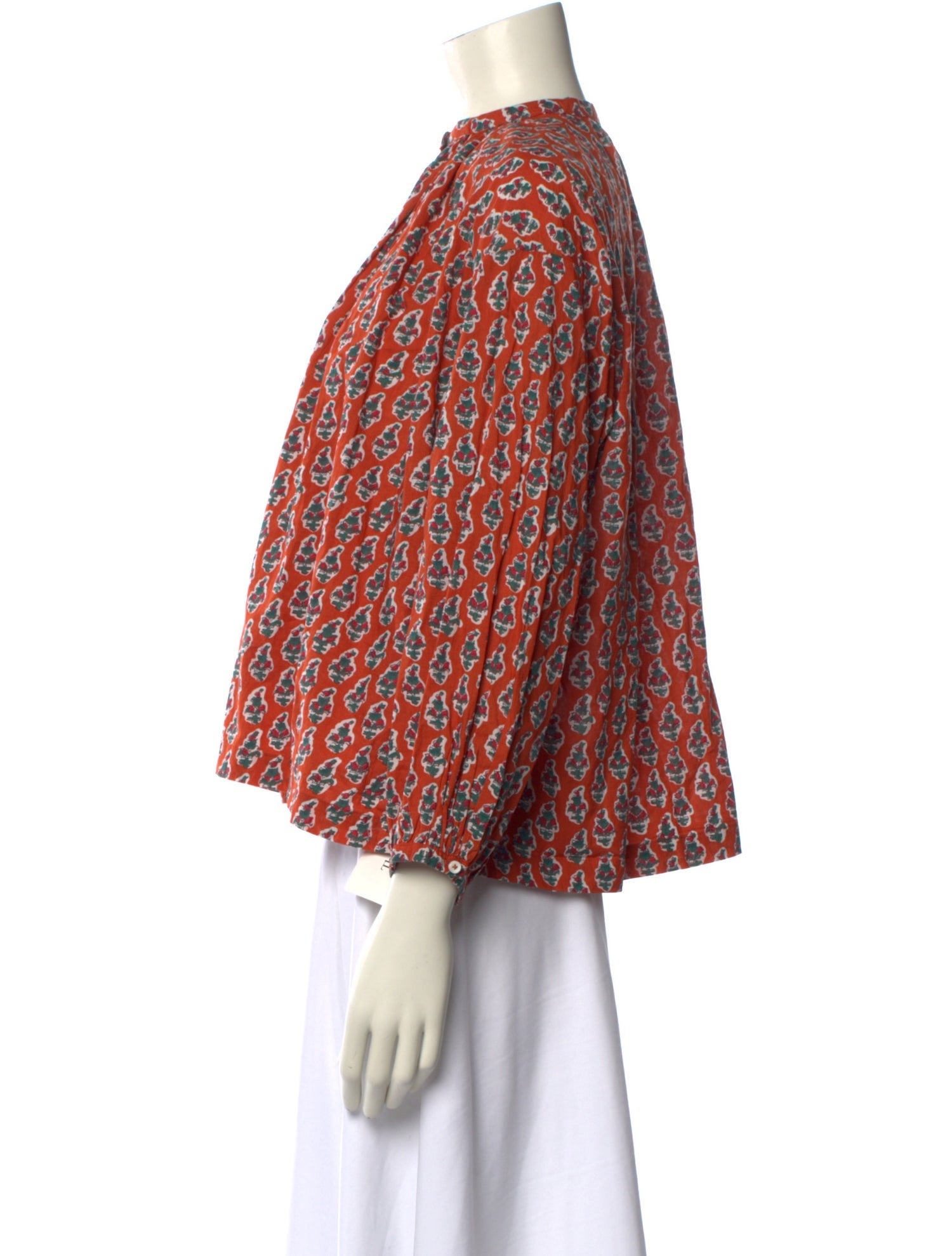 DÔEN Printed Mock Neck Blouse