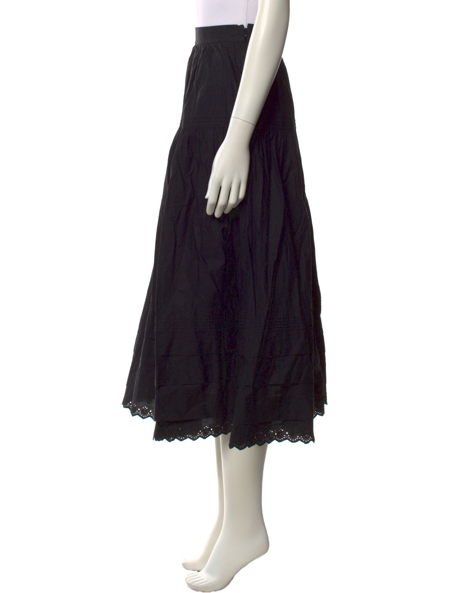 DÔEN Embroidered Accent Midi Length Skirt