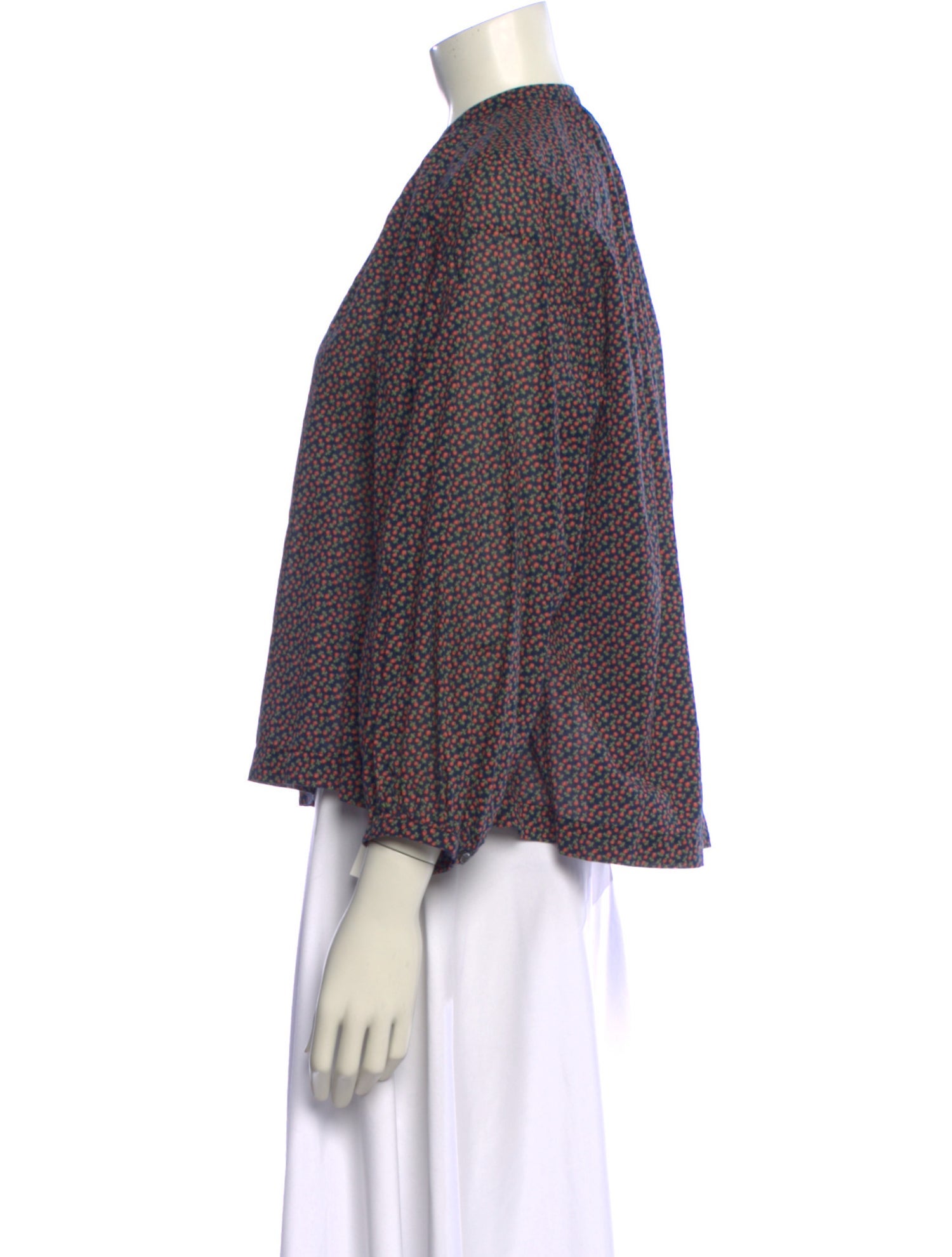 DÔEN Printed Mock Neck Blouse