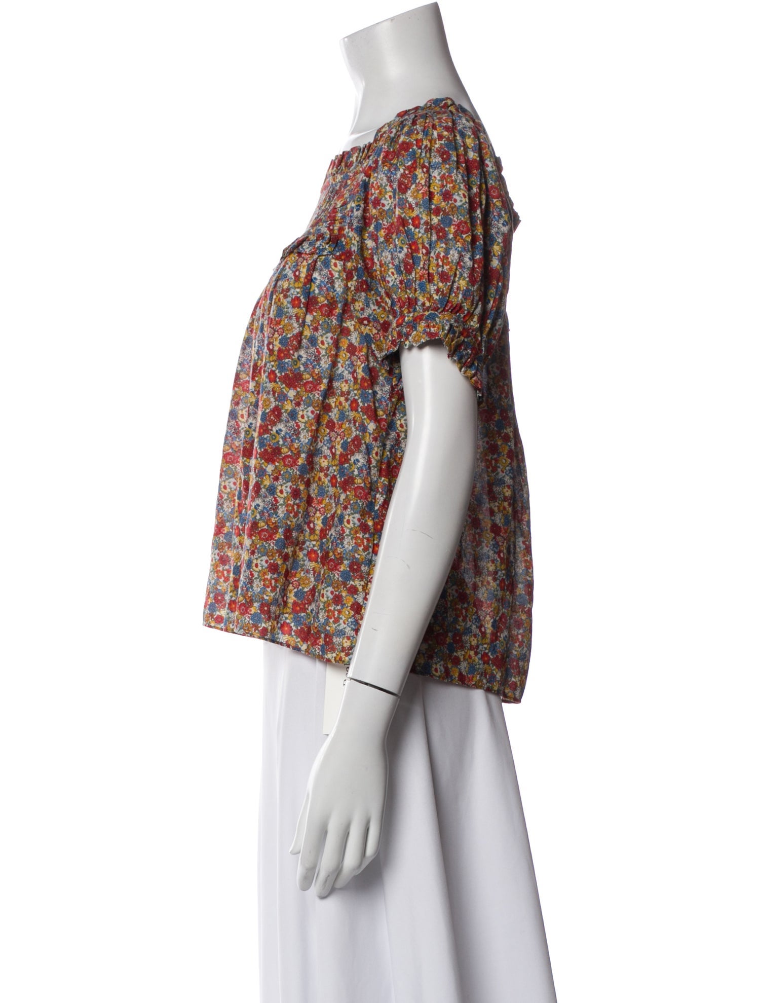 DÔEN Floral Print Square Neckline Blouse