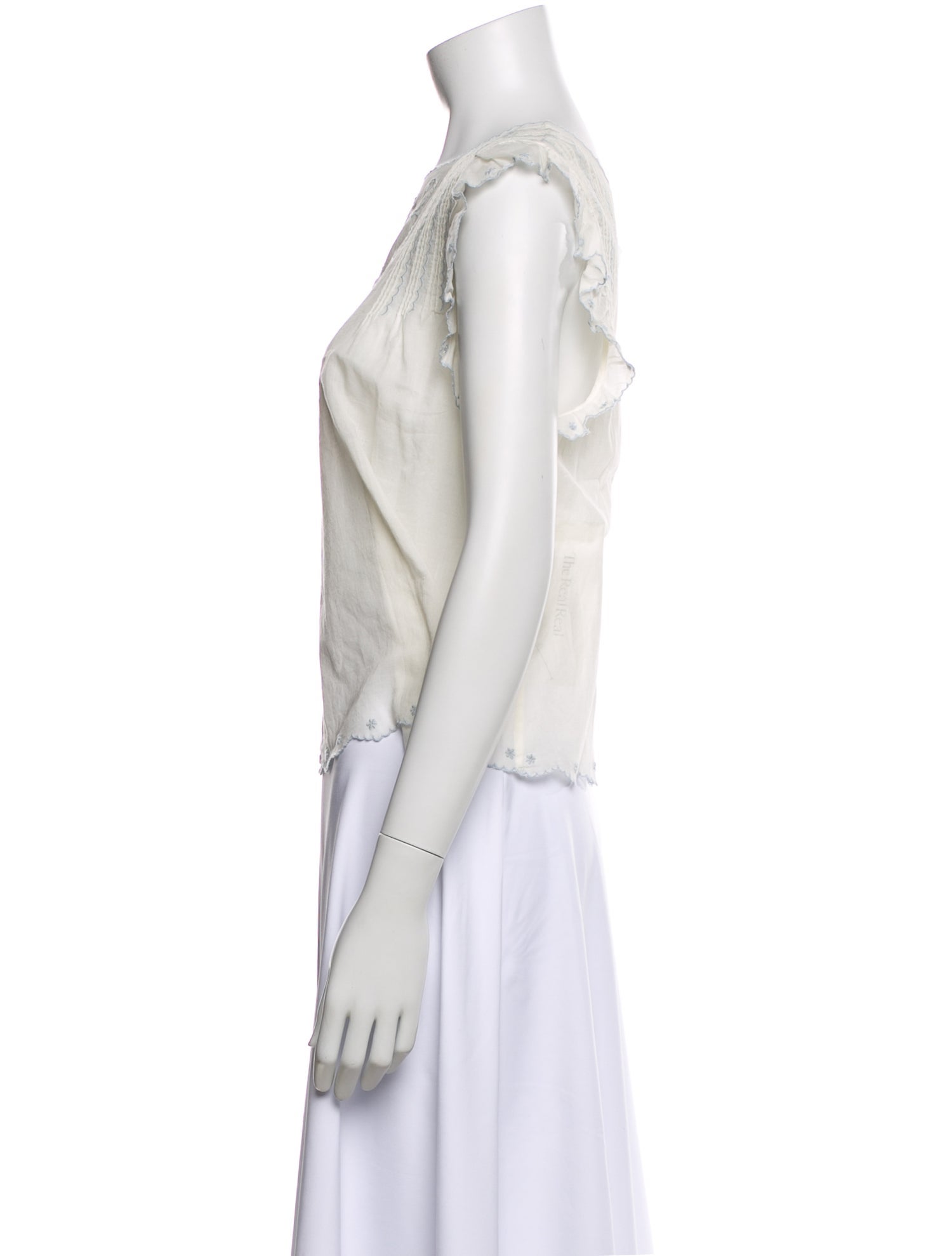 DÔEN Floral Print Square Neckline Blouse