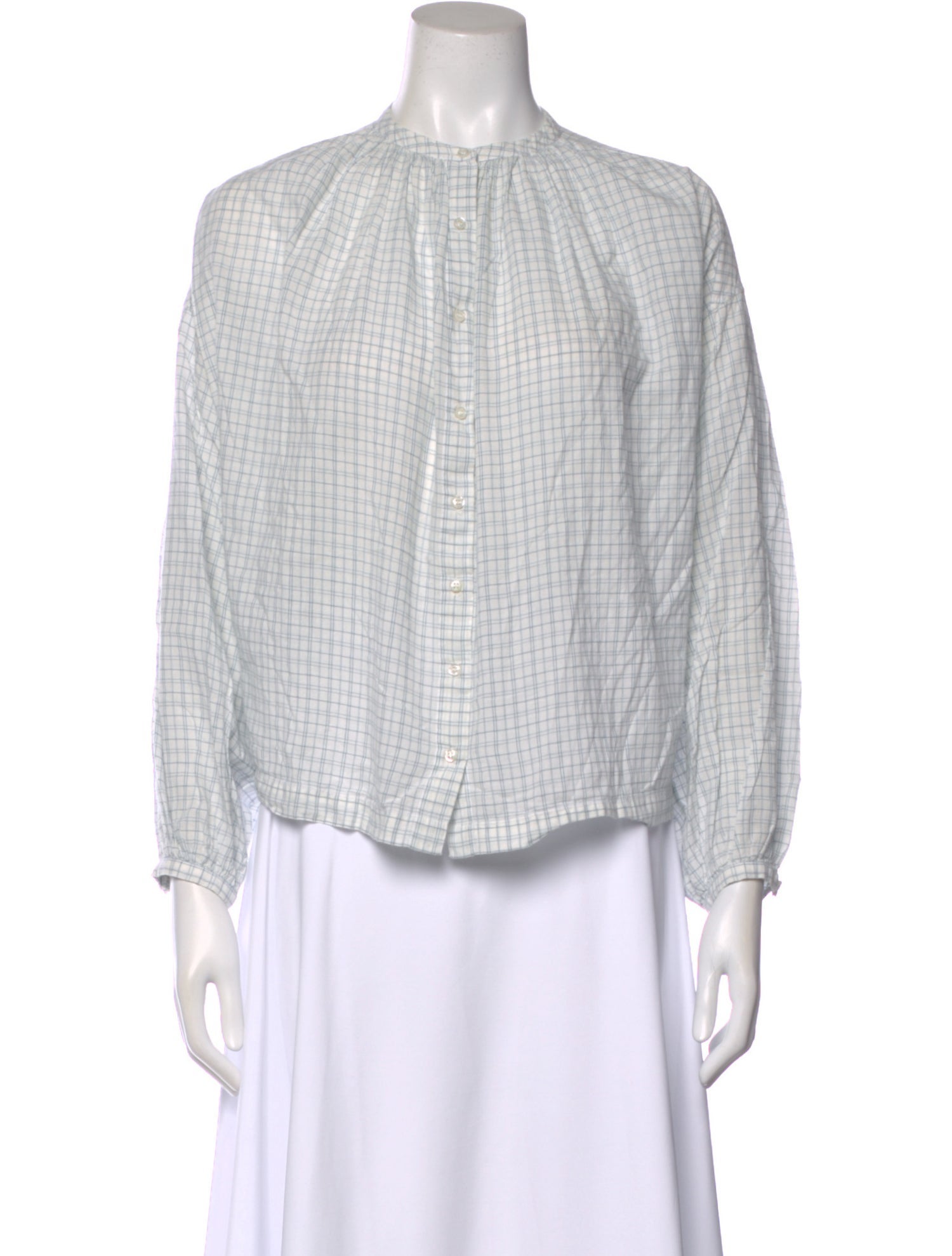 DÔEN Plaid Print Long Sleeve Blouse