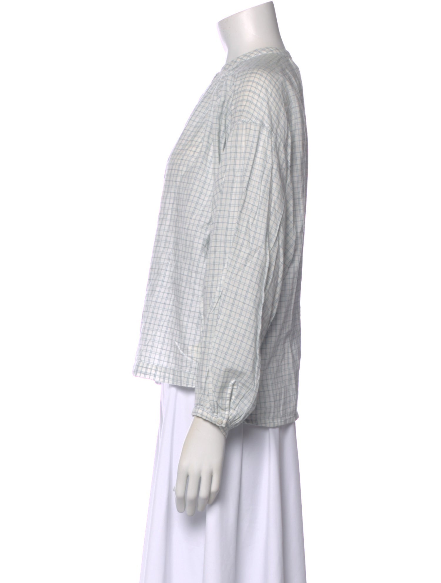 DÔEN Plaid Print Long Sleeve Blouse