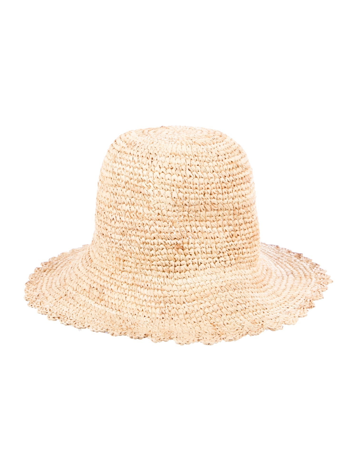 DÔEN Raffia Bucket Hat with Scallop Accent.