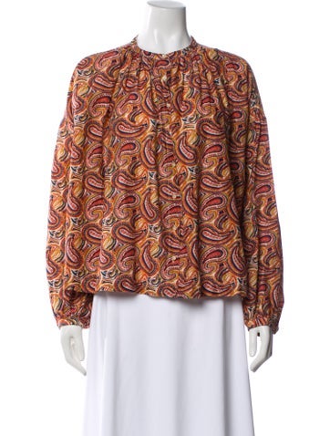 Pre-owned Doen Paisley Print Long Sleeve Blouse In Multi