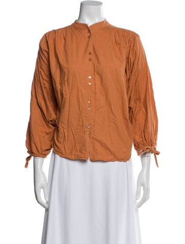 Pre-owned Doen Long Sleeve Blouse In Orange