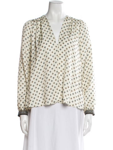 Pre-owned Doen Paisley Print V-neck Blouse In Neutral
