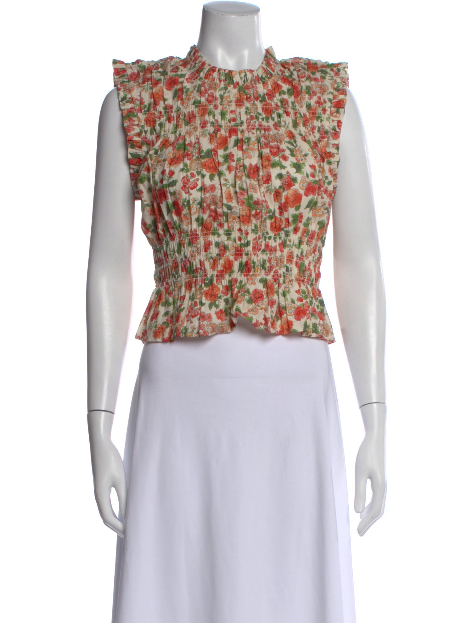 DÔEN Floral Print Sleeveless Blouse