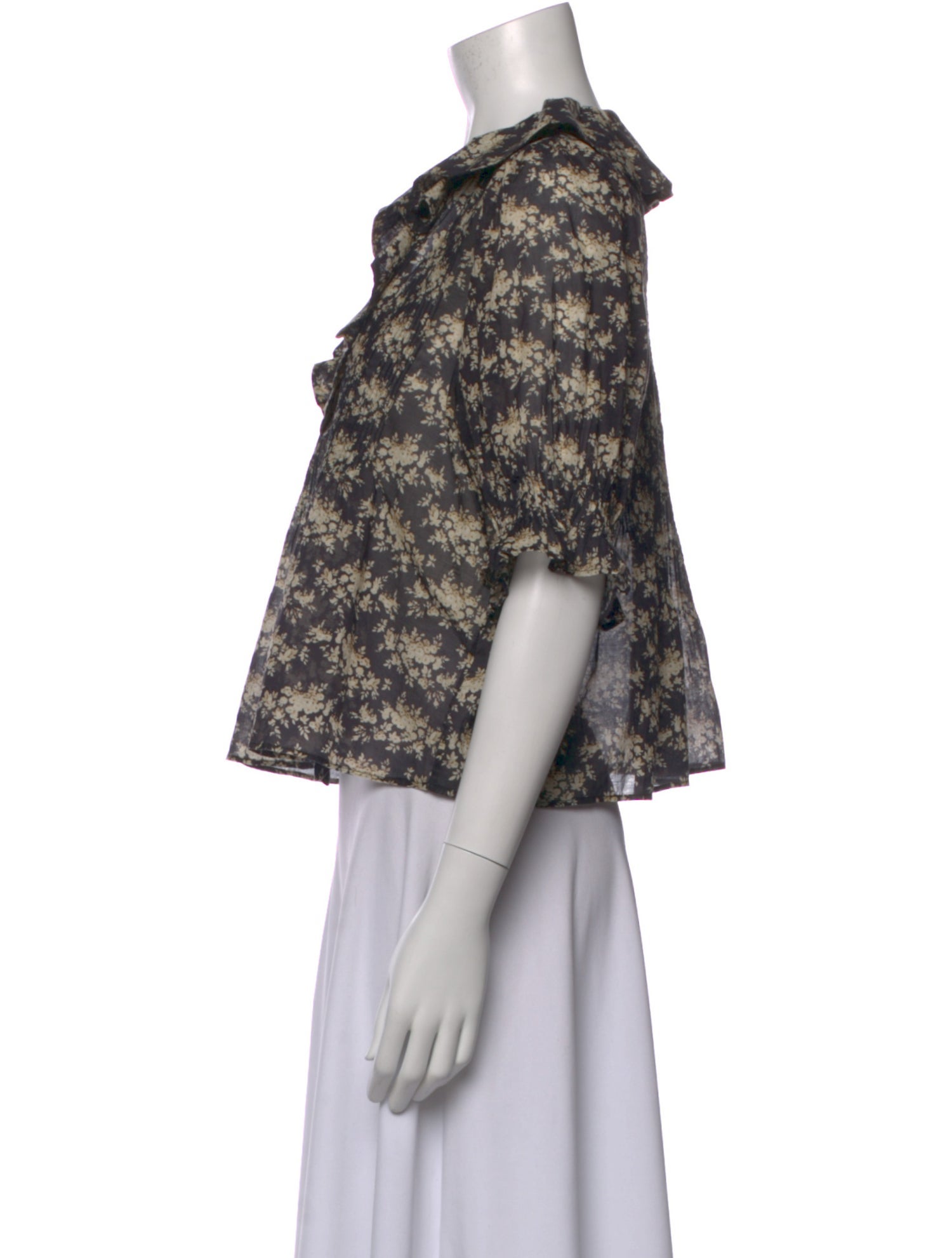 DÔEN Floral Print V-Neck Blouse