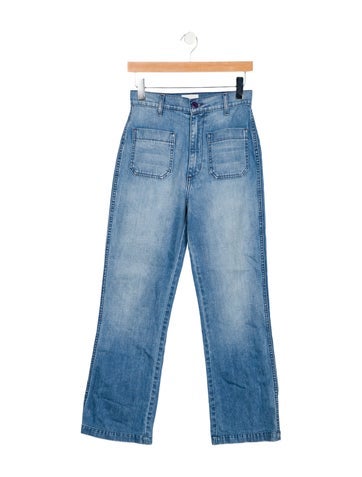 Pre-owned Doen High-rise Flared Jeans In Blue
