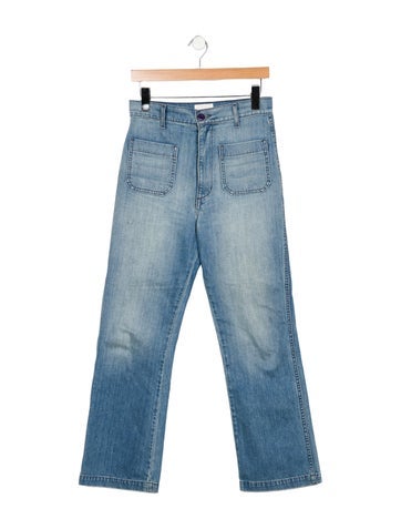 Pre-owned Doen High-rise Flared Jeans In Blue