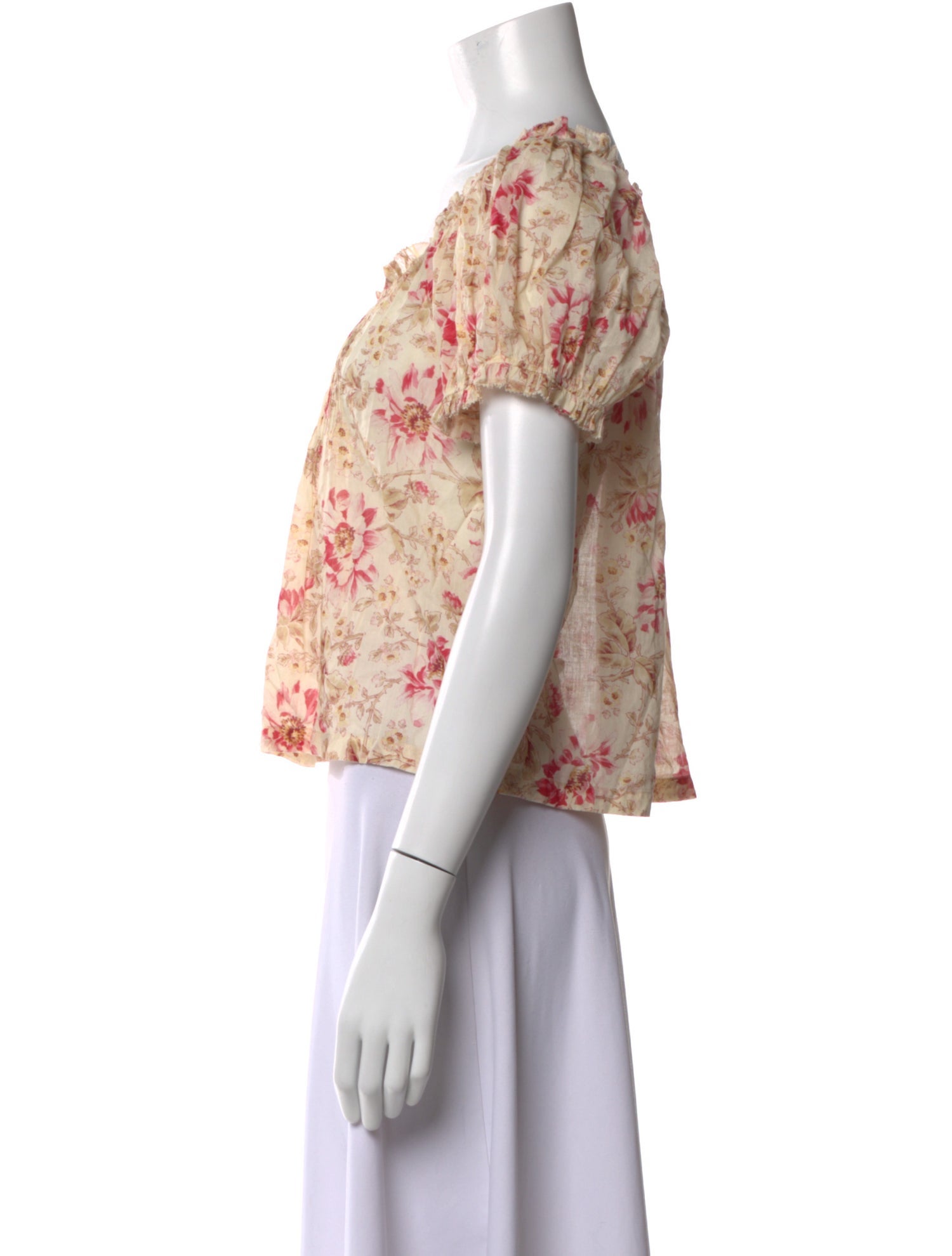 DÔEN Floral Print Square Neckline Blouse
