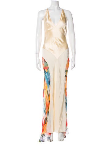 Pre-owned Donde Esteban Printed Long Dress W/ Tags In Neutral