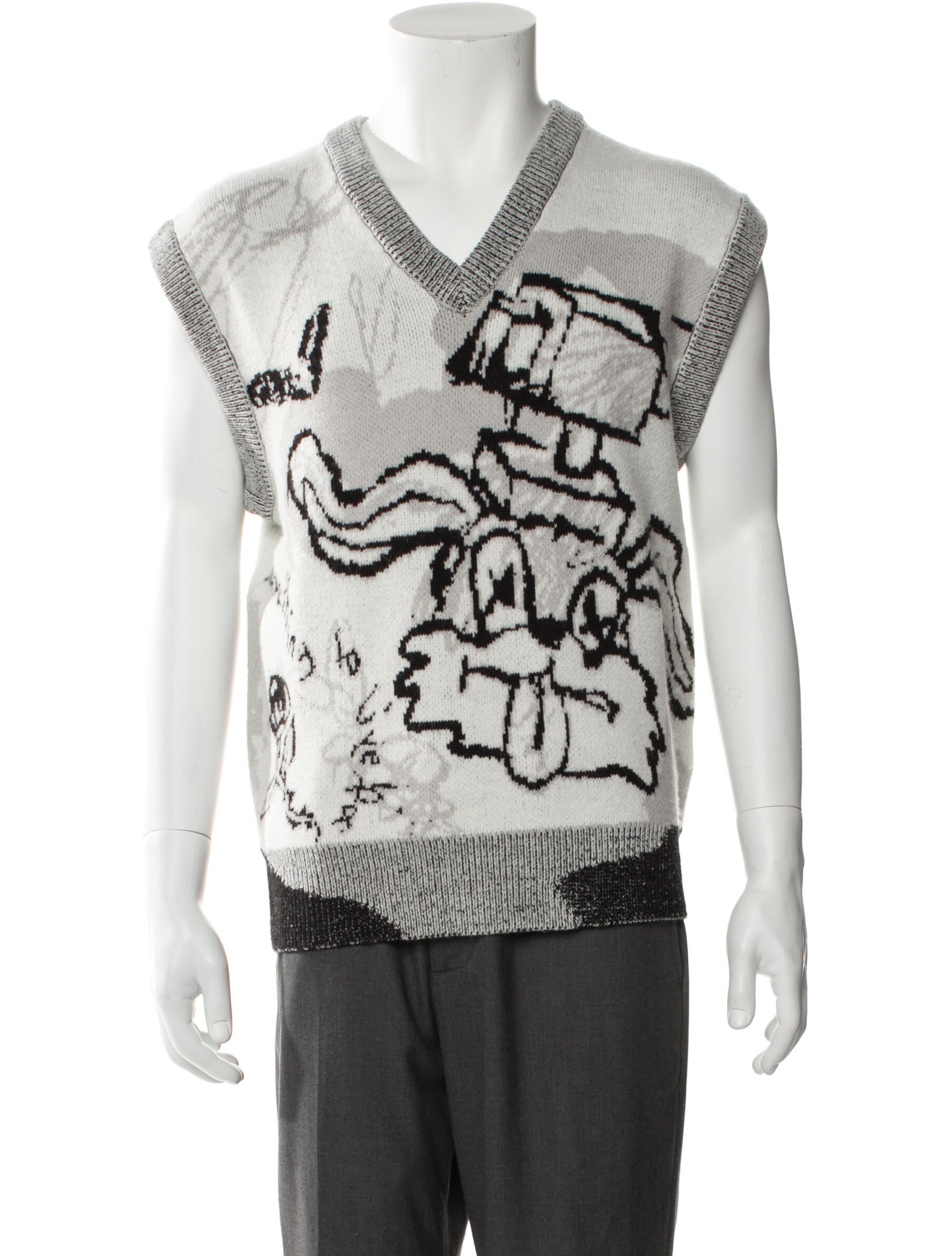 DomRebel Graphic Print V-Neck Sweater Vest