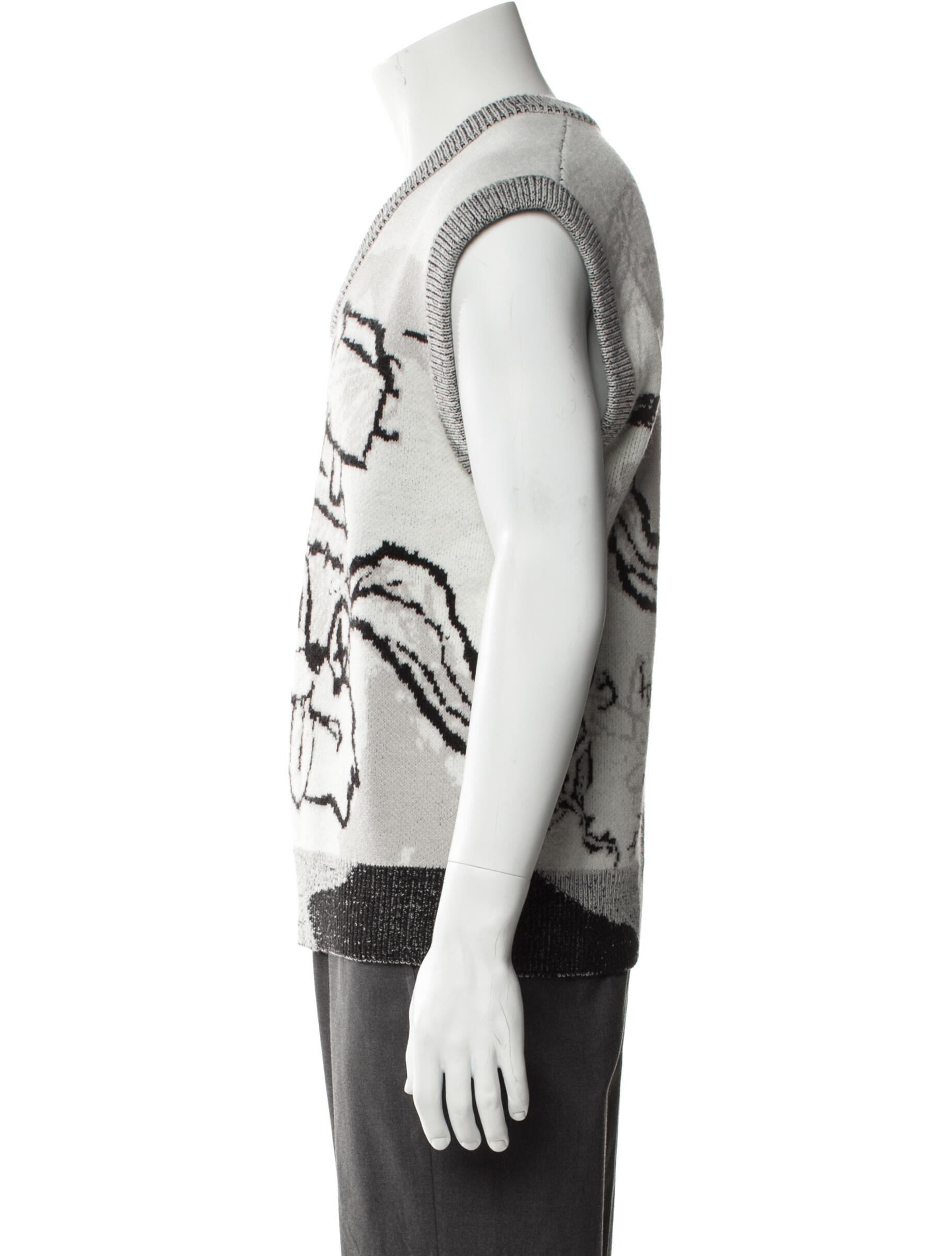 DomRebel Graphic Print V-Neck Sweater Vest