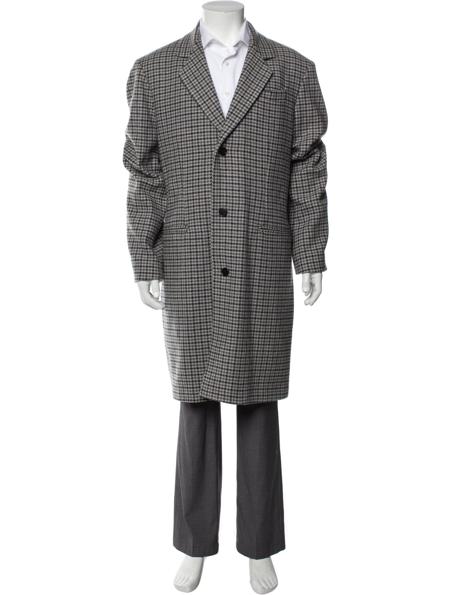 Dondup Wool Houndstooth Print Overcoat