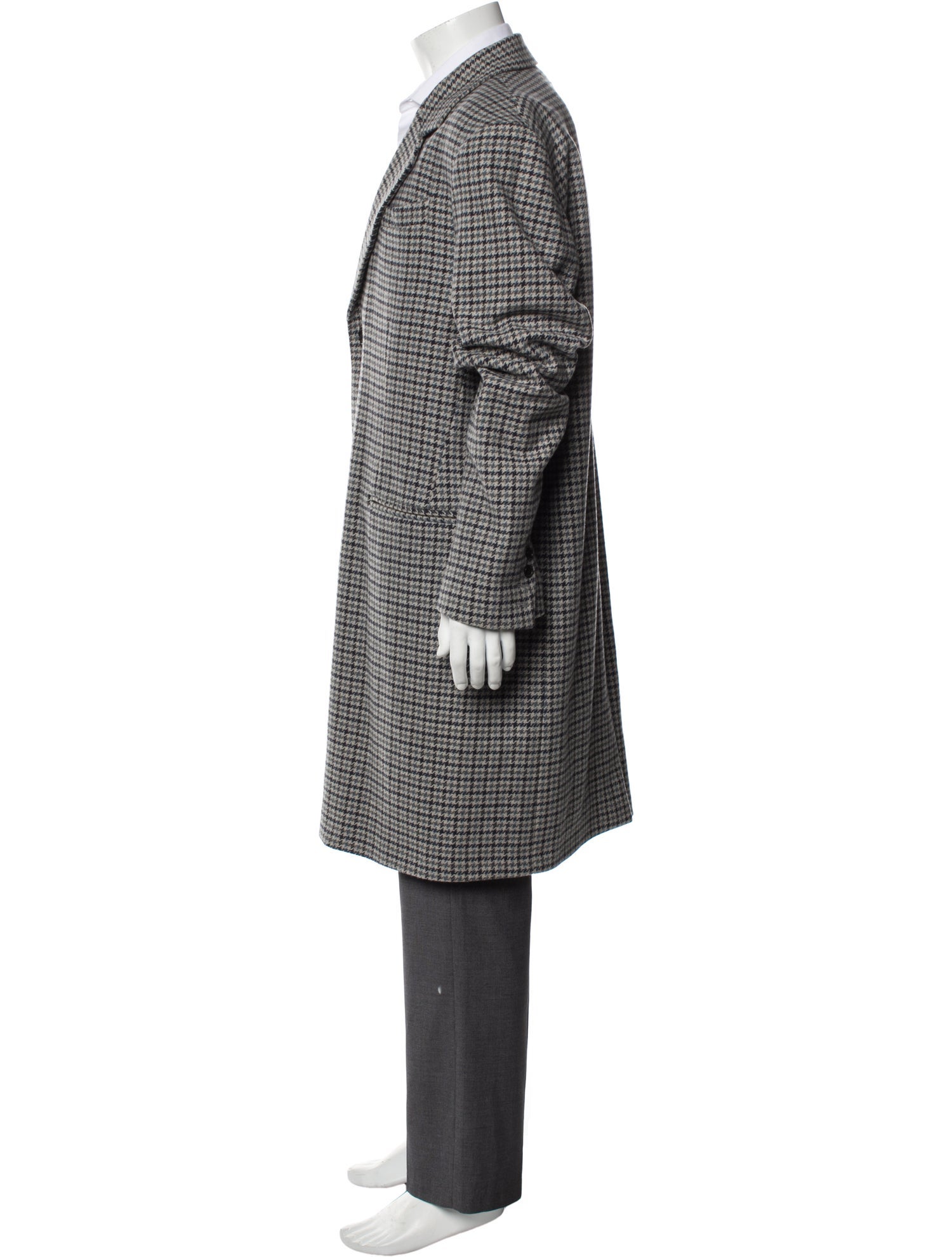 Dondup Wool Houndstooth Print Overcoat