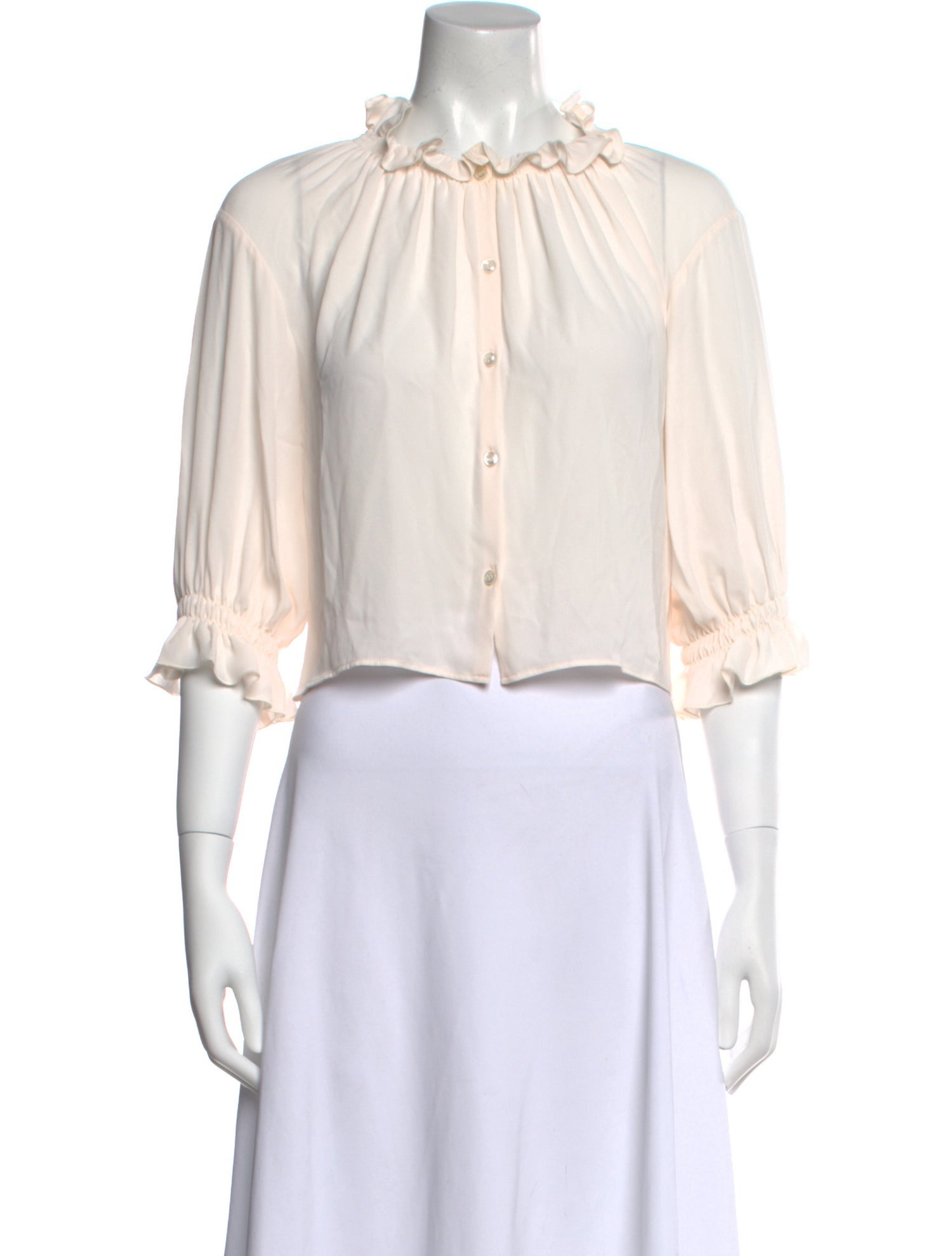 Dondup Mock Neck Three-Quarter Sleeve Crop Top w/ Tags