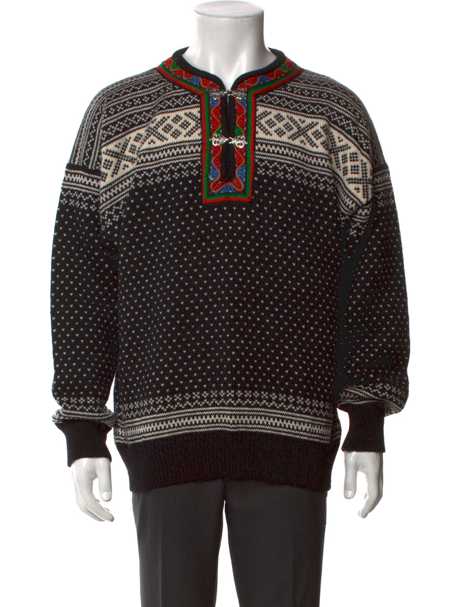 Dale of Norway Virgin Wool Printed Polo Sweater