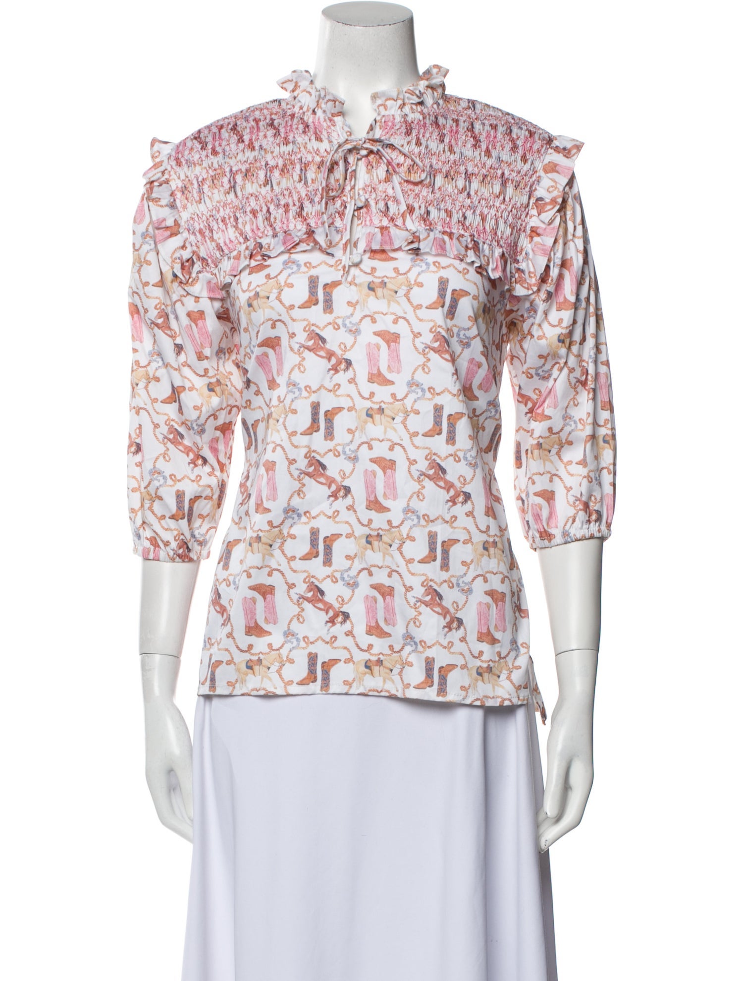 dondolo Printed Mock Neck Blouse