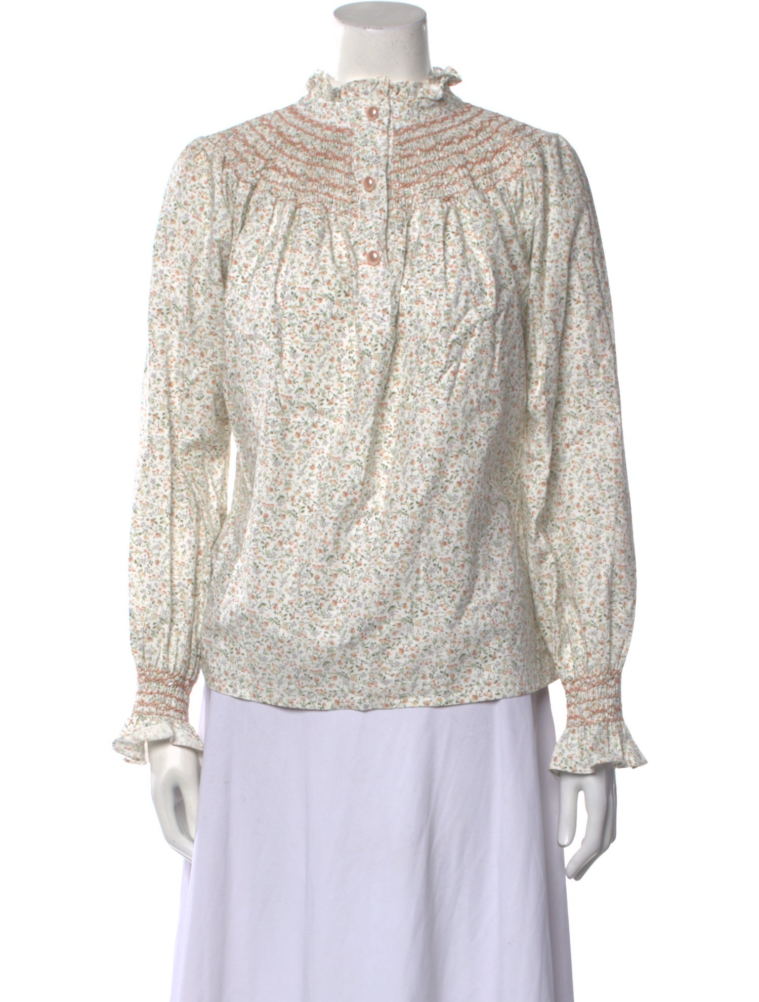 dondolo Printed Mock Neck Blouse