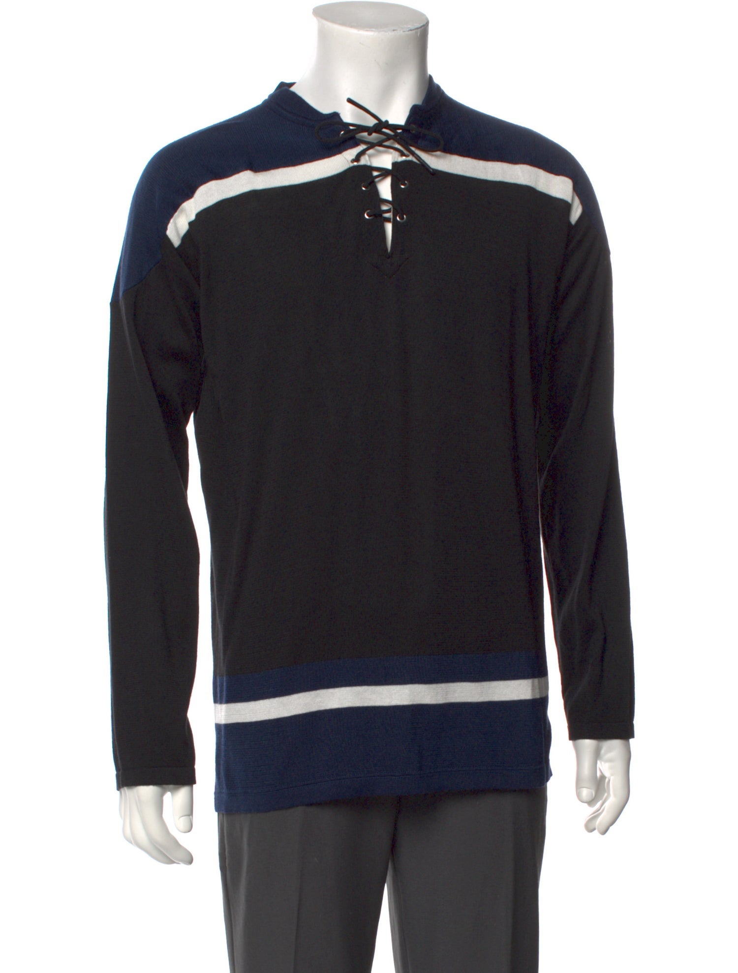 OTD Colorblock Pattern Crew Neck Polo Sweater