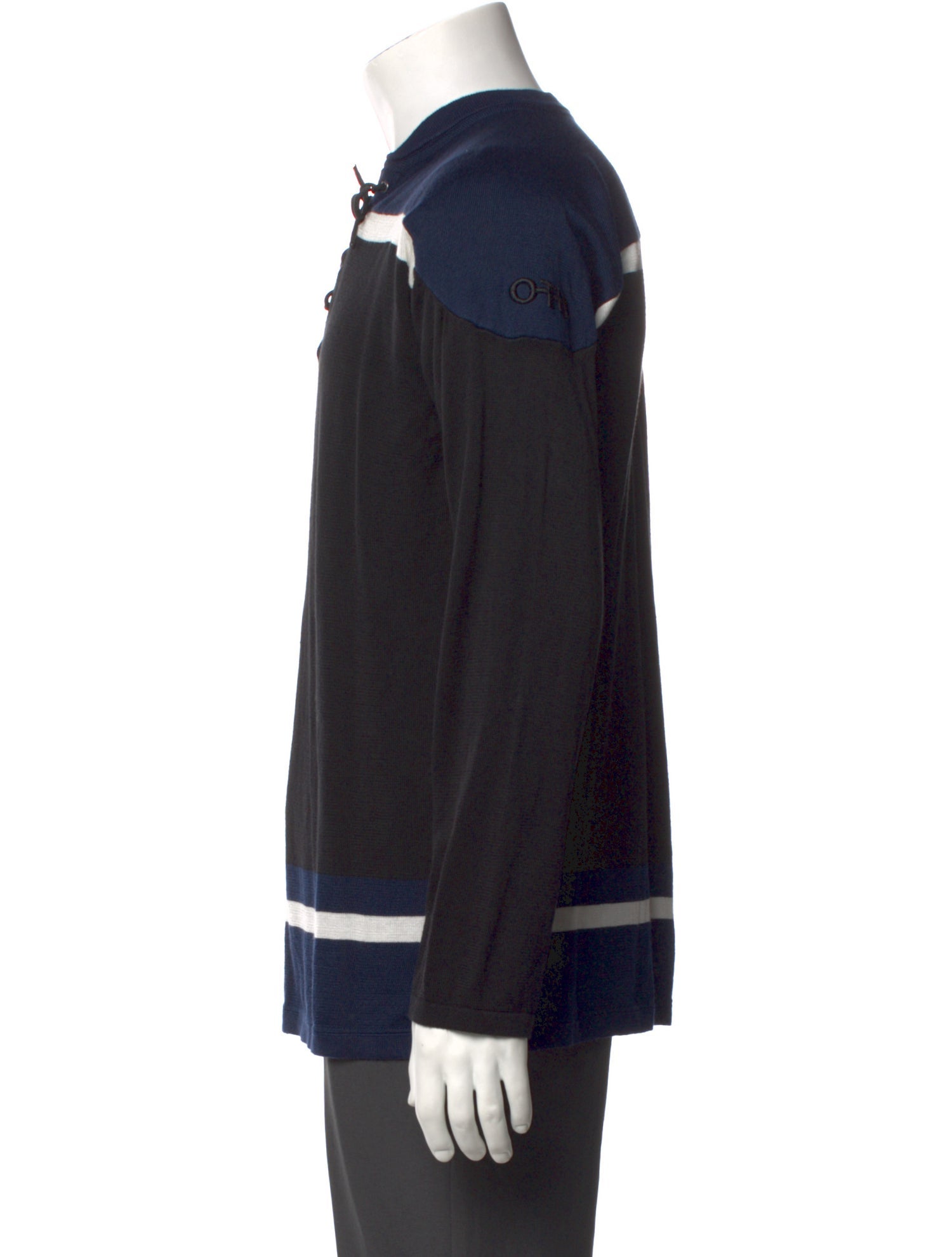 OTD Colorblock Pattern Crew Neck Polo Sweater