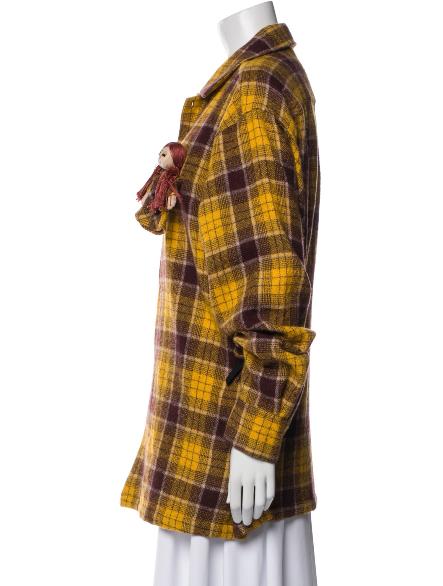 Doublet Wool Plaid Print Peacoat