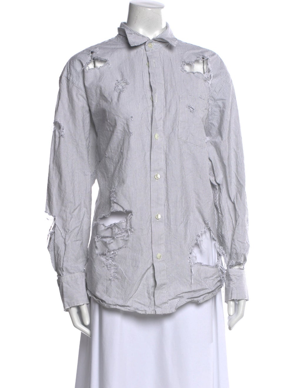 Doublet Wool Striped Button-Up Top - image 1