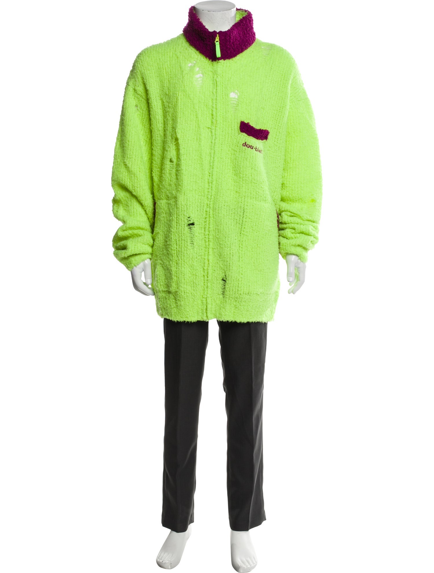 Doublet Colorblock Pattern Turtleneck Cardigan