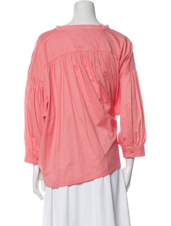 Dovima Paris V-Neck Three-Quarter Sleeve Button-Up Top