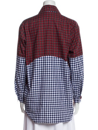 Dovima Paris Plaid Print Long Sleeve Button-Up Top