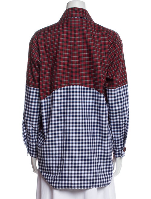 Dovima Paris Plaid Print Long Sleeve Button-Up Top