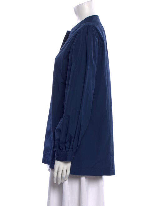 Dovima Paris Mock Neck Long Sleeve Button-Up Top