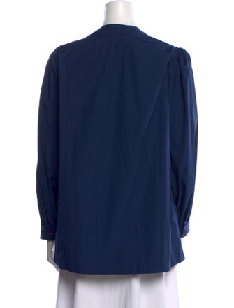 Dovima Paris Mock Neck Long Sleeve Button-Up Top